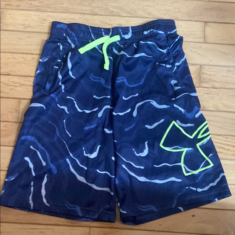 Under Armour Navy and Neon Yellow Patterned Shorts